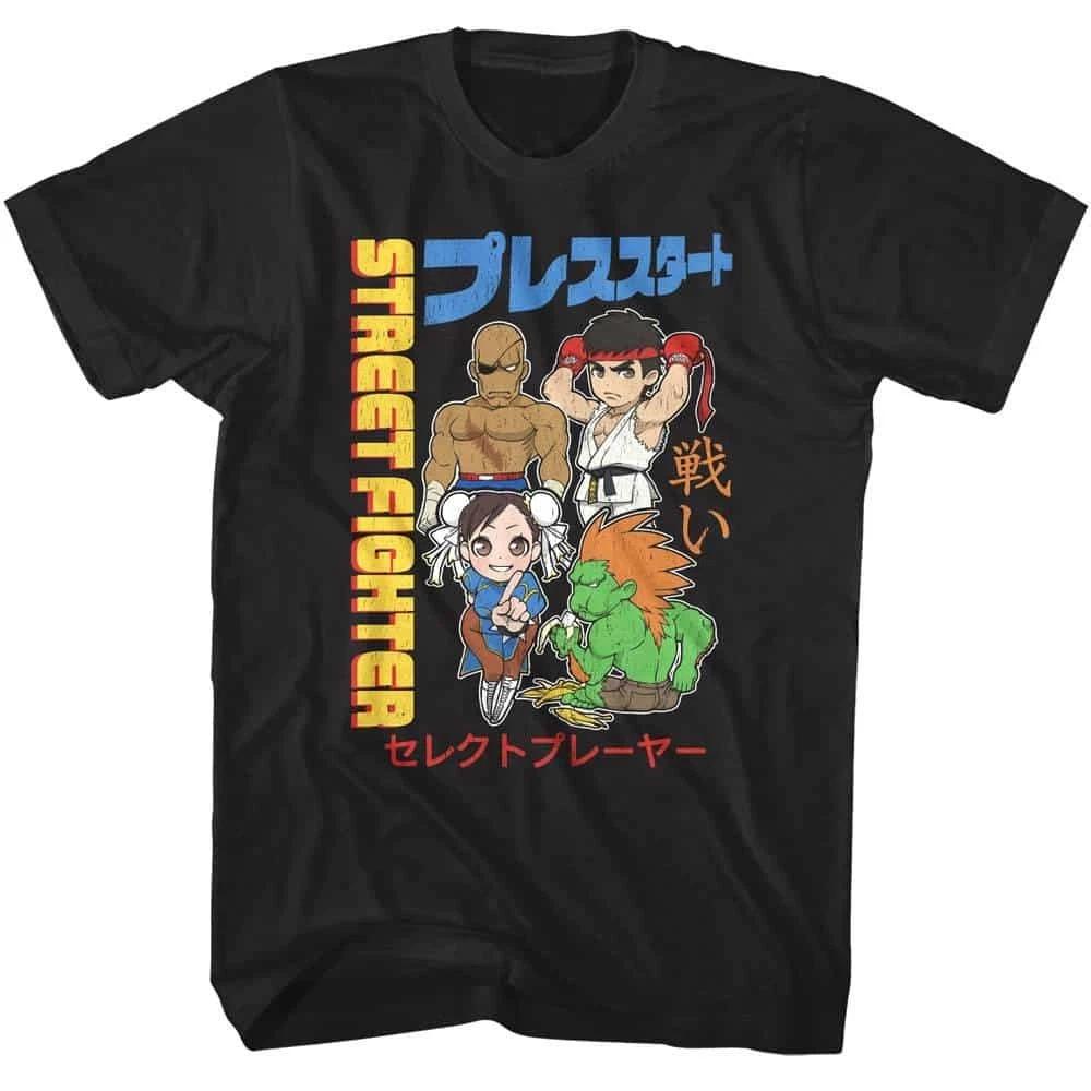 Street Fighter Japanese Chibis Men s T Shirt XL