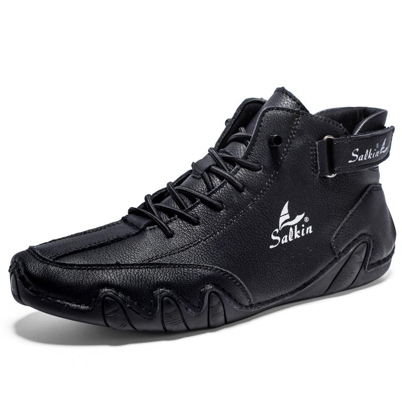 New Autumn and Winter Men's Octopus Doudou Shoes Korean Version Breathable High-top Handmade Large-size Leather Shoes Men's Explosion