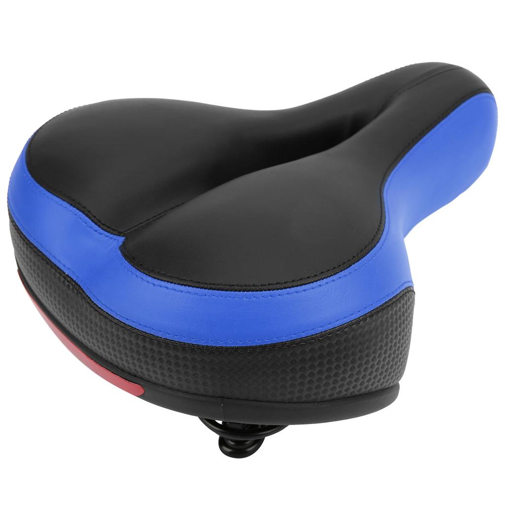 Mountain Bike Saddle Comfortable Microfiber Leather HollowCarved Spring Bike Saddle Seat(Black Blue