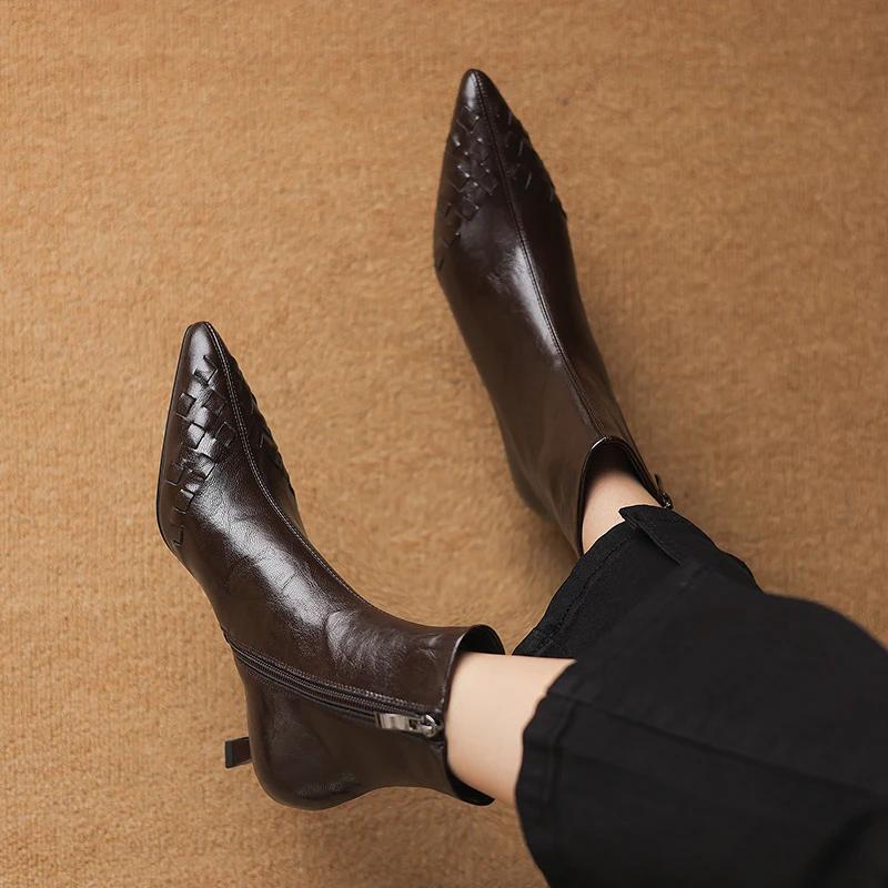 Fashion 2024 New Autumn Women Boot Short Boots Fashion Pointed Toe Ankle Boots Thin Heels High Heels Winter Modern Ladies Shoes