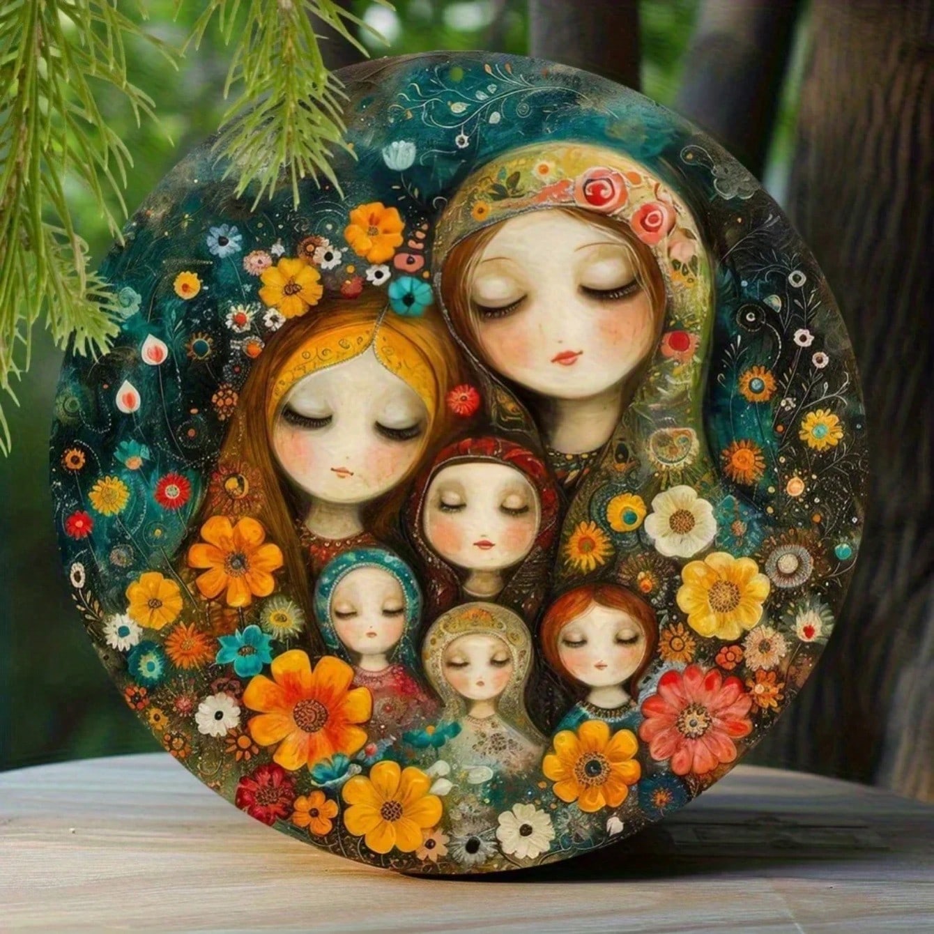 Metal Wall Art Decor Russian Nesting Dolls Floral Painting Easter Home Decor Gift разноцветный