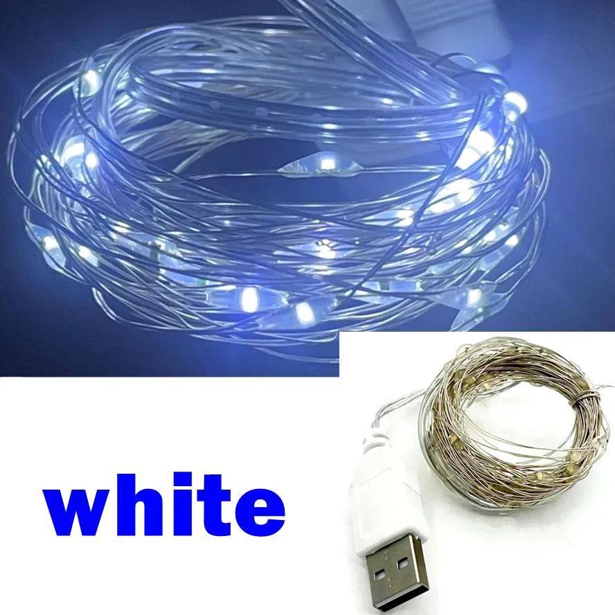5 ks Vianočné USB LED reťazové svetlo Medený drôt Rozprávkové girlandové svetlo Farebné Svadobná párty Sviatok Vonkajšie Kempingové osvetlenie