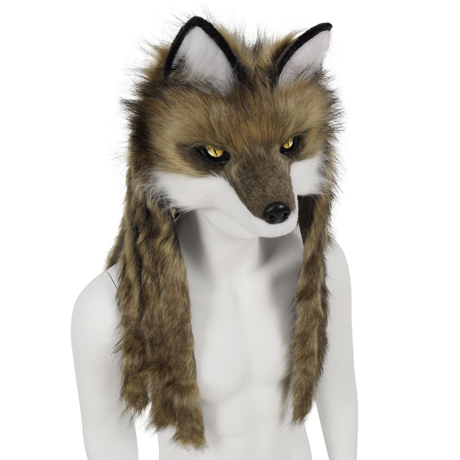 Felltier Wolf Fuchs Kopfmaske Plüsch Kostümzubehör Für Halloween Cosplay Party