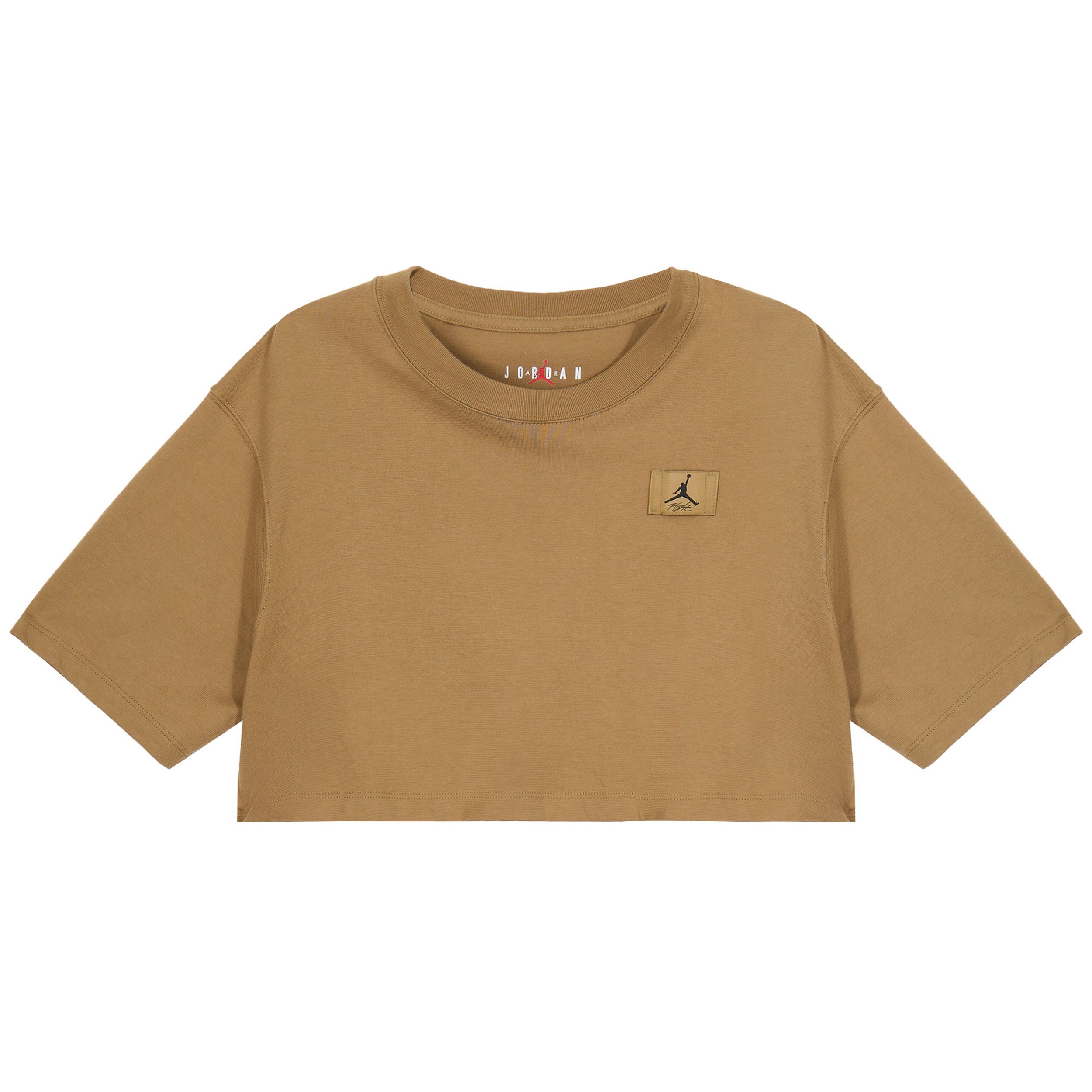 

Jordan Спортивная укороченная футболка с коротким рукавом и заниженной линией плеч, женские топы цвета морской водоросли-коричневого цвета DZ3212-392 S