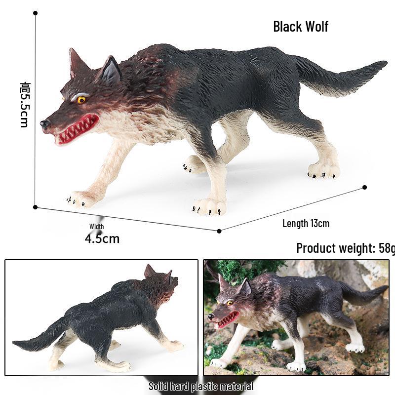 Children s Wildlife Simulation Toys: Wolf Figurines (Black, Gray, Prairie Wolf)