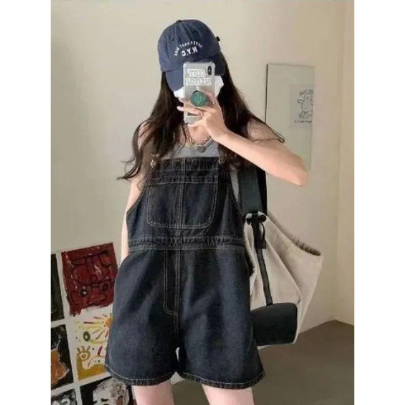 Summer Baggy Denim Overalls Girl Summer Loose Jumpsuit Denim Suspenders Women