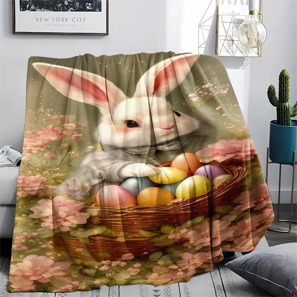 Easter Egg Print Flannel Blanket,High Quality Comfortable for All Seasons,Home Decor,Warmth and Comfort,Perfect for Christmas Gifts