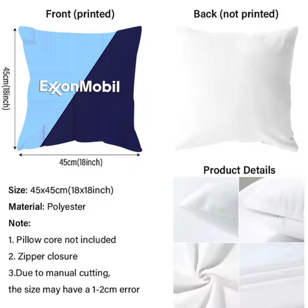 ExxonMobil Cushion Cover Reversible Plush Pillow Cover – For car, sofa, bedroom, perfect as a gift.