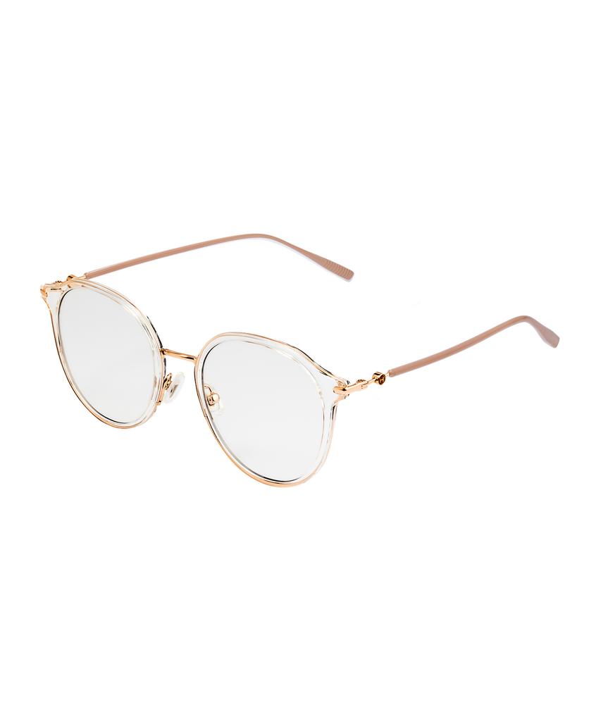Heonteoaiweeo [Woman] Round Titanium Combination Sunglasses - Clear Peach Htb11