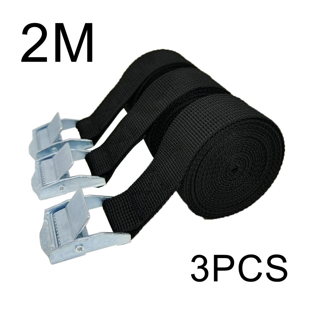 3pcs 2M Buckle Tie-Down Belt Cargo Straps for Car Motorcycle Bike with Metal Buckle Tow Rope Strong Ratchet Belt for Luggage Bag
