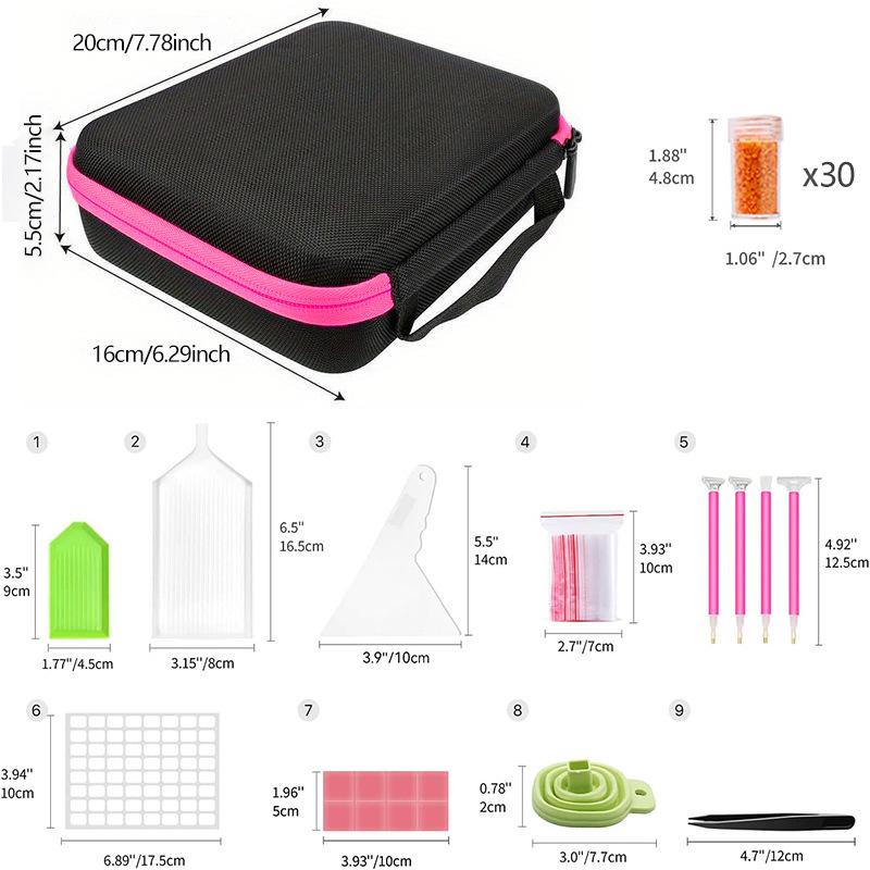 60 Grids Multi-Function Diamond Painting Kit with Essential Oil Storage Portable Carrying Case & Organizer