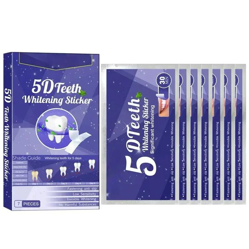 5D Whitening Teeth Stickers Gel Whitening Strips Stain Removal Oral Hygiene Care Strip Dental Bleaching Clean Oral Hygiene Teeth