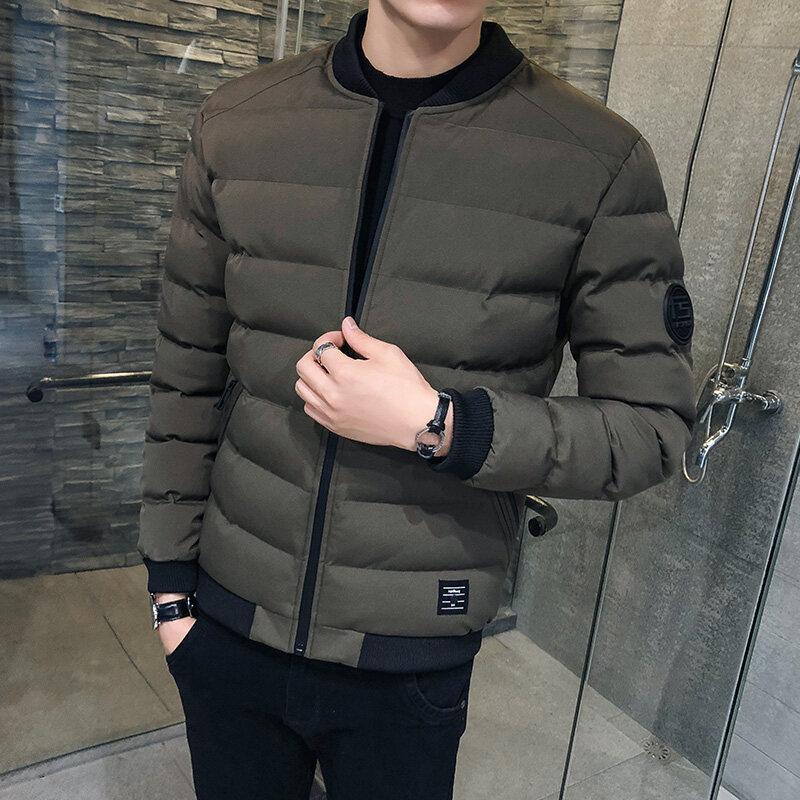Men's Trendy Winter Short Down Jacket - Warm, Thick Baseball Collar Coat