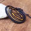 Handmade Braided Beaded Bracelets for Men, Ethnic Tiger Eye & Black Agate Crystal Bracelets, Simple Woven Rope Jewelry