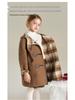 Girls' Academy Style Mid-Length Wool Coat with Horn Buttons - 49% Wool