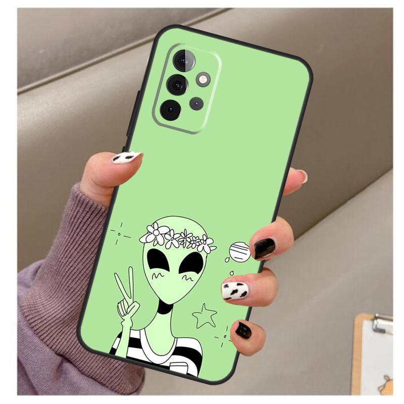 Cartoon Alien Case For Samsung Galaxy A35 A55 A15 A32 A12 A22 A52 A06 A54 A34 A14 A56 A36 A26 A16 A13 A53