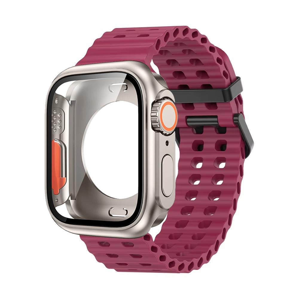 Ocean Silicone Strap+PC Case For Apple Watch Band  Series 11 10 46mm Metal Buckle Sports Bracelet Wristband iWatch 9 8 7 6 5 SE