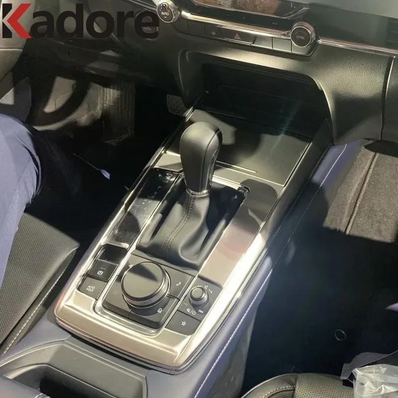Car Center Console Gear Shift Box Panel Cover Trim For Mazda CX30 CX-30 - 2024 Carbon Fiber Interior Accessories