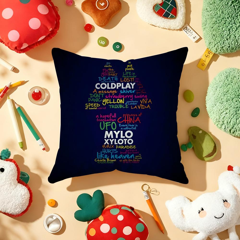 CColdplays Music Band Cushion Cover Plush Fabric Soft DoubleSided Printed Sofa Warm Winter Home Gift Pillow Cover