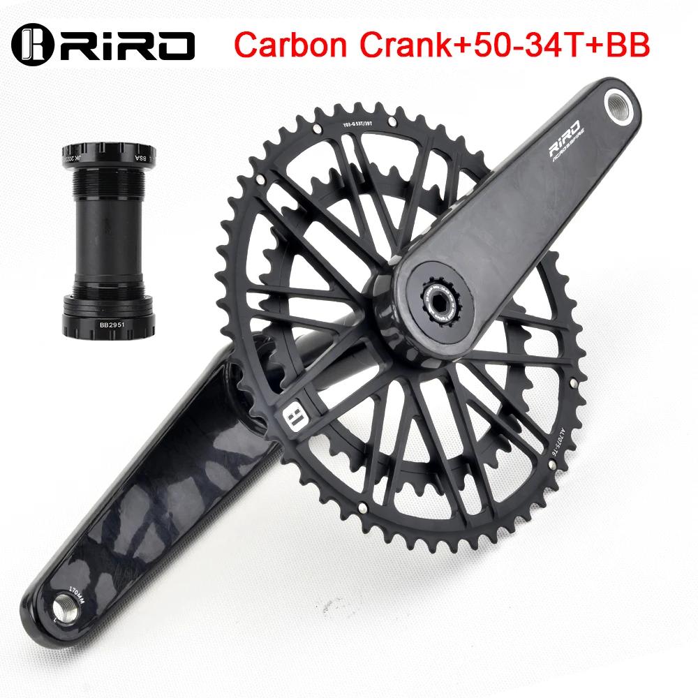 RIRO Carbon Fiber Road Crankset 29MM 50-34/52-36/53-39T Compatible with 11/12 Speed Shimano Direct Mount /110/130BCD Chainrings