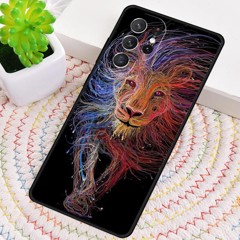 Alpha King Lion Drawn Art Phone Case for Samsung Galaxy note 10 pro S26 Ultra S23 S24 FE S25 S21 S22 PLUS shockproof Cove