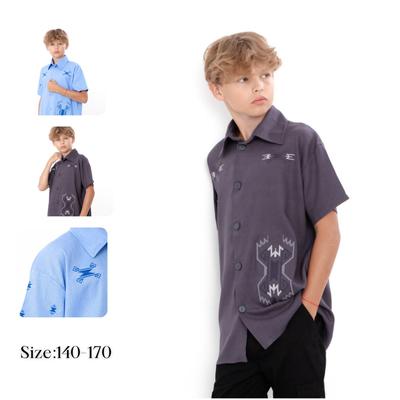 Shirt (boys) – Linen Viscose, Short Sleeve, Summer, 6475-070-22-1 HC