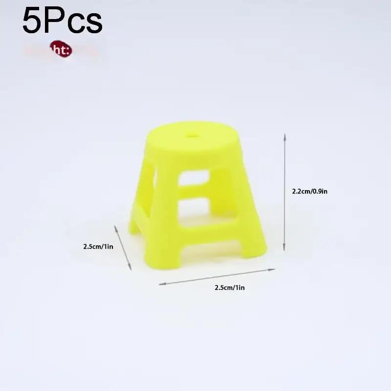 5Pcs/Set Dollhouse Miniature Plastic Stools Model Mini Simulation Chairs Ornaments Dolls House Decor Pretend Play Toy For Kids