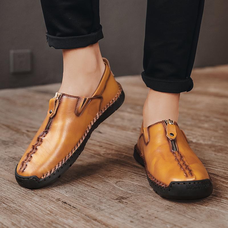 2025 Popular Leather Shoes Men's One-pedal Sewn Sole Casual Men's Loafers Large Size Men's Shoes 4748