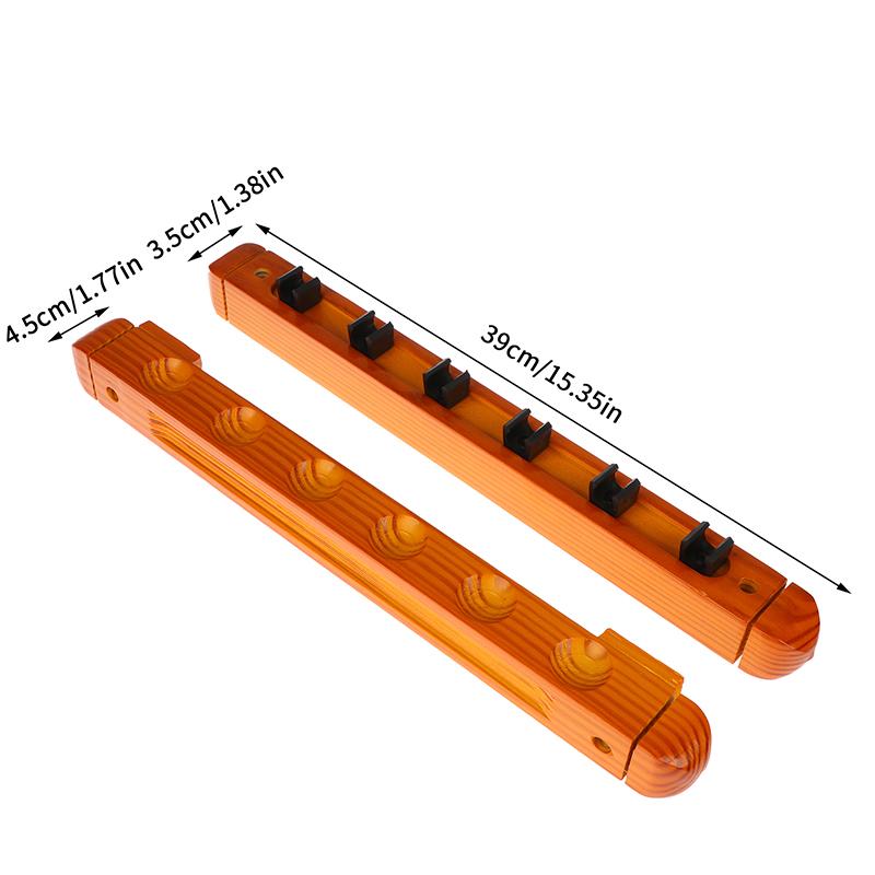 1Pc 6-Slot Wood Snooker Rod Hanging Bracket Wall-Mounted Pool Rod Holding Stands Professional Durable Tools Billiard Accessories