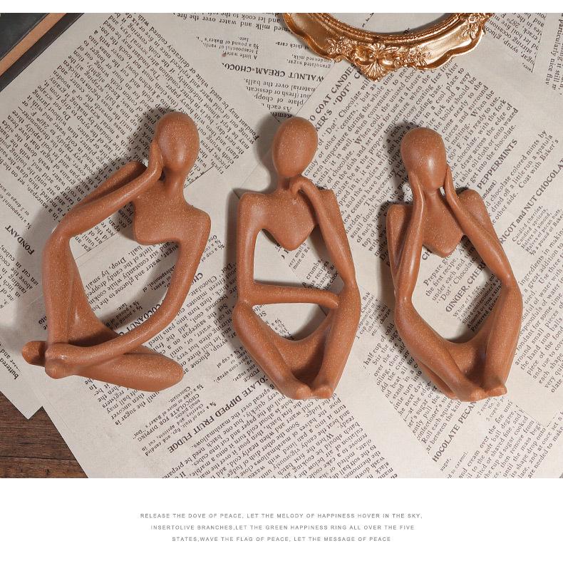 Nordic Sandstone Thinker Figurine: Abstract Art Decoration for Living Room or TV Cabinet.