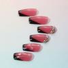 24 Piezas/Set Uñas Postizas Cuadradas Cortas Kit de Uñas Postizas Decoradas con Pedrería DIY para Mujeres, Kit de Arte de Uñas para Fiesta de Niñas Suministros para Uñas