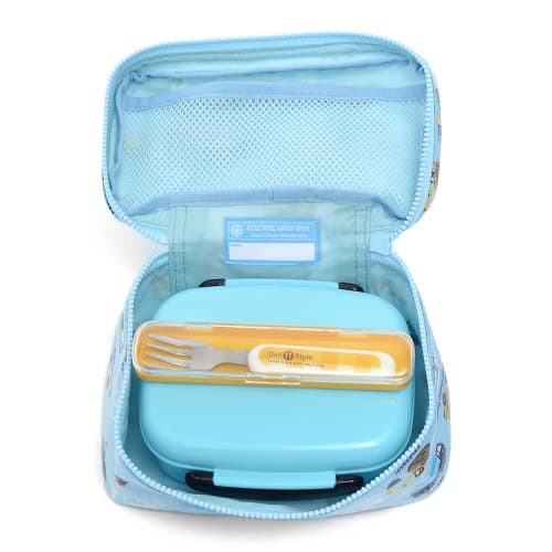 COLORFUL CANDY STYLE Lunch Bag for Boys, Vanity, Kids, Stylish and Cute, Full Throttle Working Vehicle (Light Blue) N0856700