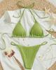 Euro-American Lace-Up Halter Triangle Bikini Set - Sexy Beach Swimsuit