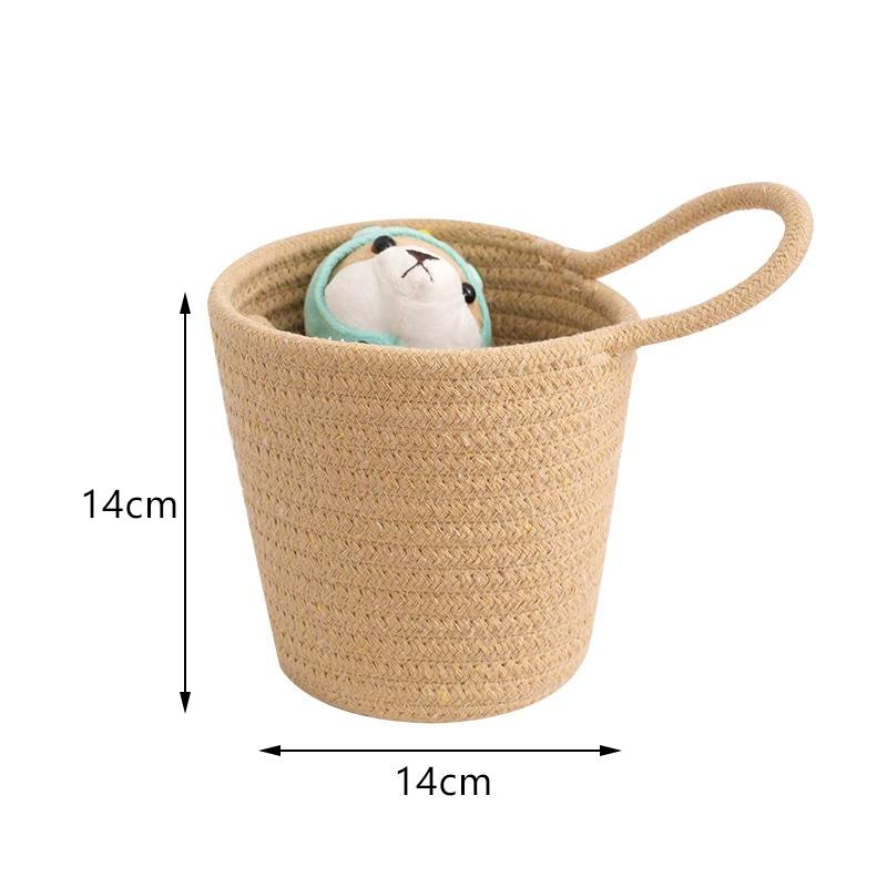 Cotton Rope Woven Storage Basket, Small Laundry Baskets, Desktop Sundries, Keys, Toys, Snacks Organizer Box, Ins Hanging