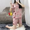 Summer Pajamas Women's Short-sleeved Shorts Are Sweet and Cute, Round Neck Pullover, Casual Short-sleeved Loungewear Suit Can Be Worn Outside