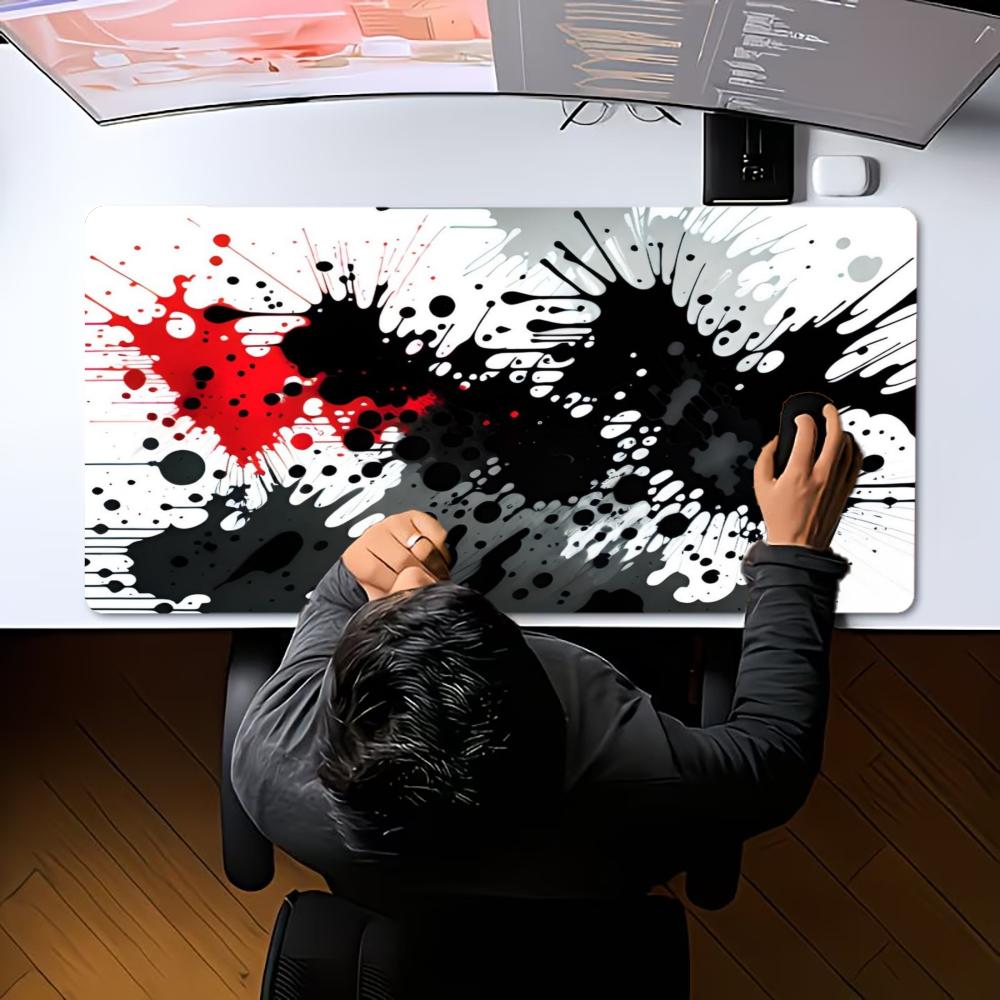 Red Black Ink Splash Mouse Pad Desk Mat Keyboard Pad XXL Large Non-Slip Rubber Table Mat for PC Gaming Office Home Desktop Decor