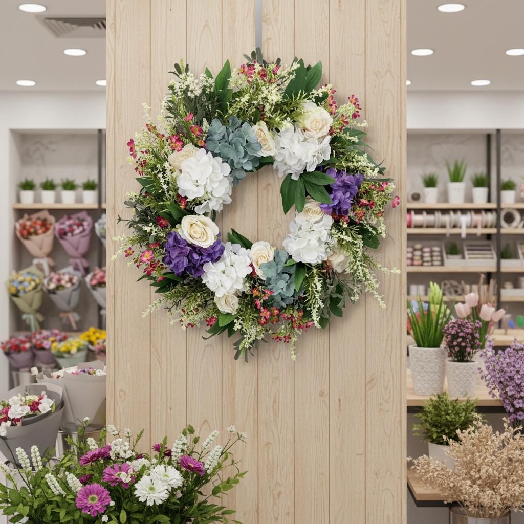 Factory Wholesale Spring Flower Wreath Home Decorative Hydrangea Wreath 26 INCH