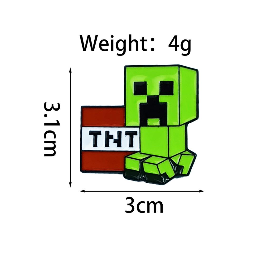 Creative Minecraft Creeper Gem Sword Brooch Badge - Cartoon Style Accessory