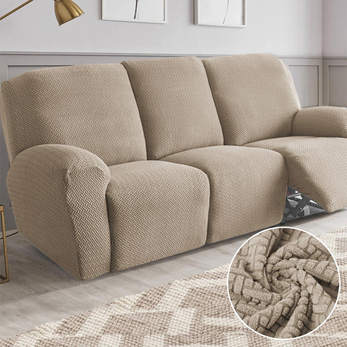 Изысканный жаккардовый эластичный чехол для дивана Chivas в полоску, раздельный чехол для дивана Lazyboy Chivas Striped Chivas - Single (4 pieces) хаки