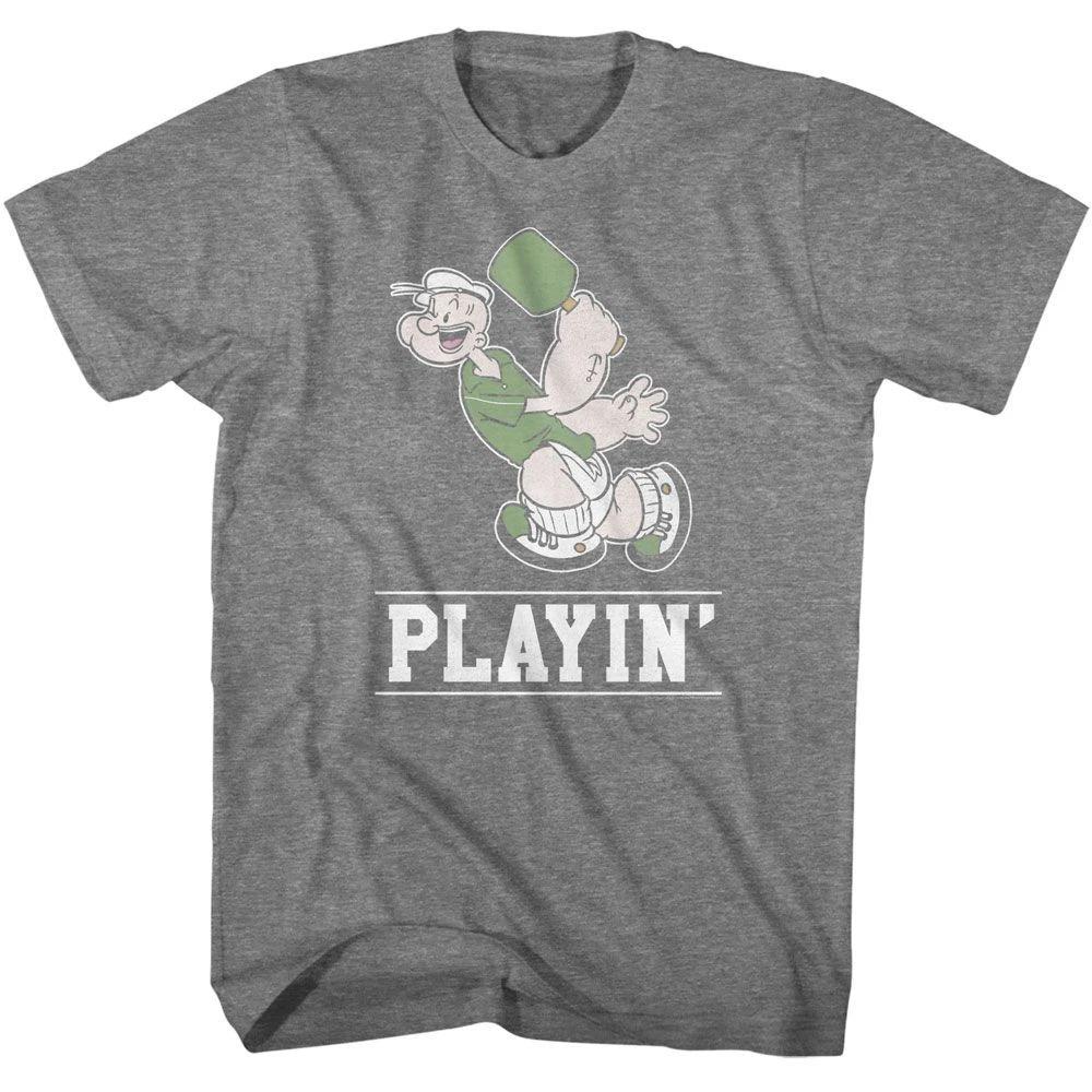 Popeye Playin Graphite Heather Comics Shirt 110