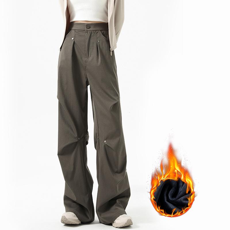 Women's Autumn/Winter 2025 Plush Rivet Design Wide-Leg Sweatpants