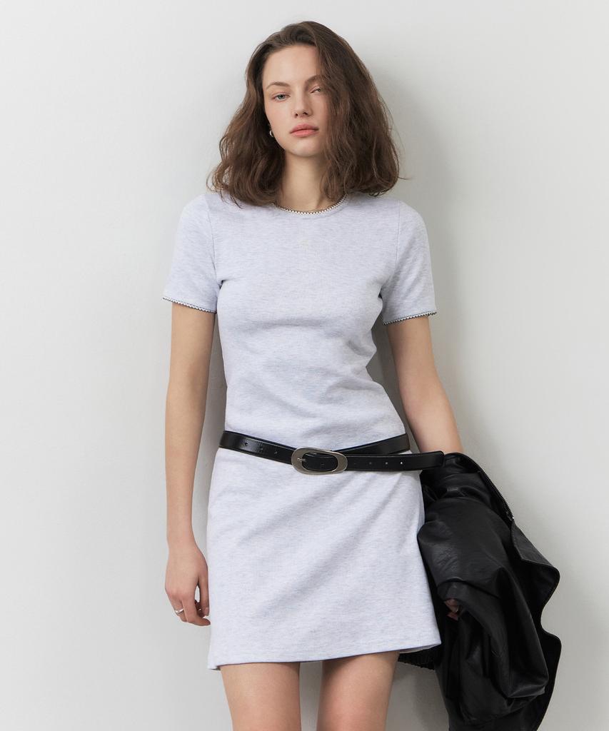 City Breeze Lace Trimmed Dress_Melange White