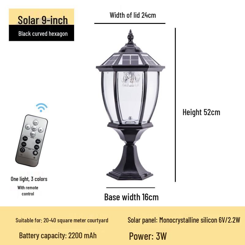 

Solar Powered Glass LED Garden Post Light 9 Inch