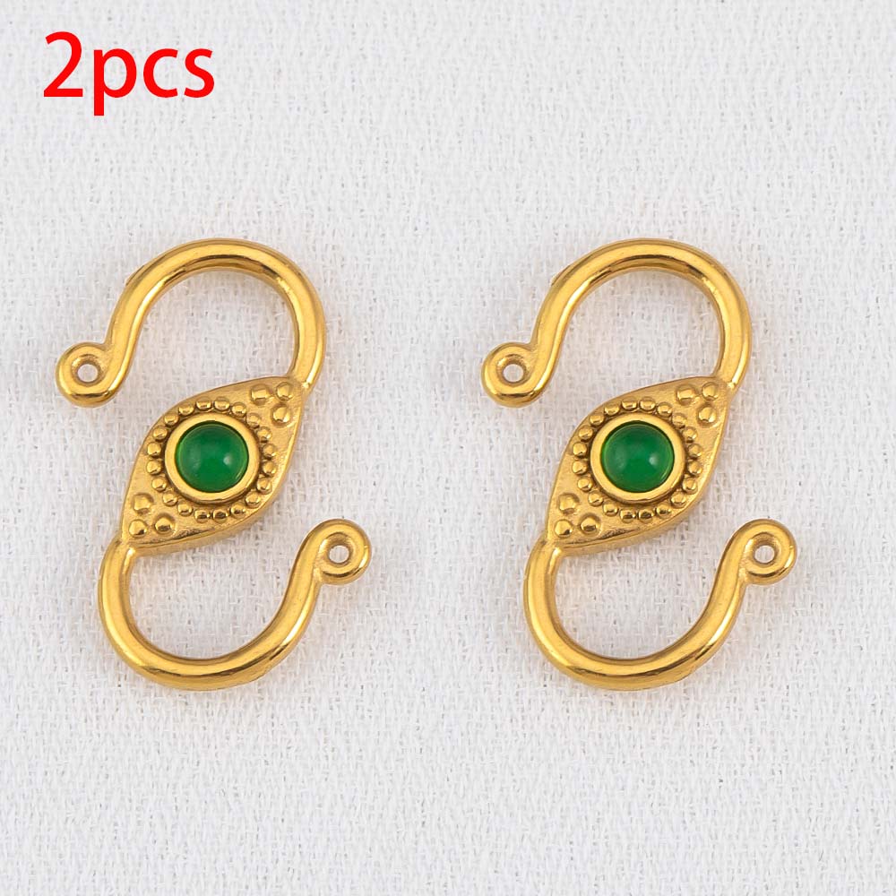 2pcs 6pcs Stainless Steel Natural Stone S Shape Hook Clasps Connectors Jewelry Makings Findings DIY Eye Clasp Jewelry Components