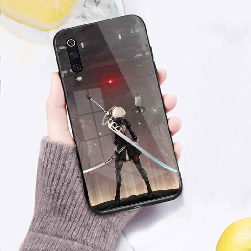 Cute Girl Nier Automata Phone Case For Xiaomi 12 11T 10 9 Redmi Note 11 10 10S Pro Redmi 9 9A 8 Black PC Glass Phone Cover