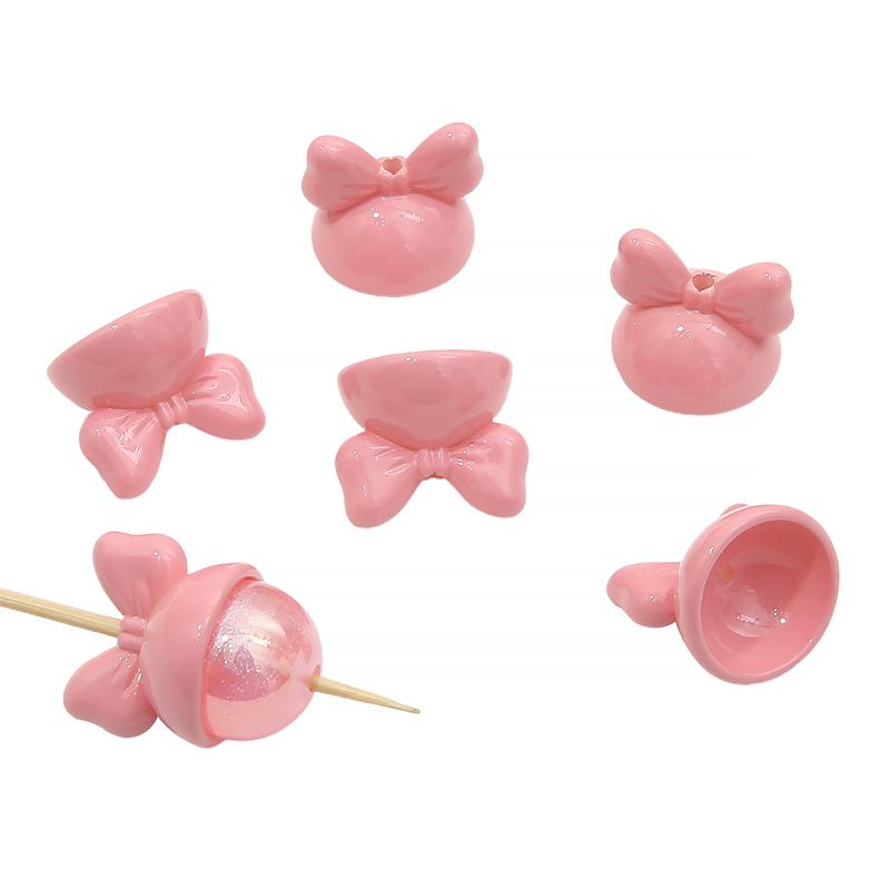 4 bucăți 20 mm mărgele acrilice cu fundă de iepure pentru colier breloc DIY bijuterii artizanale