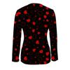 Valentine's Day Limited New Red and Black Love Printed Top Zipper V-neck Casual Women's Fashion Sweet and Cool Style Slim Fit Top for All Seasons