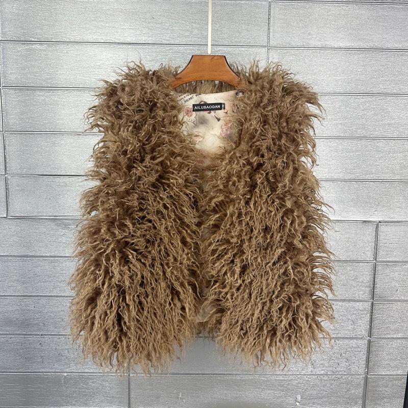 Autumn Winter Eco-Friendly Fur Women's Vest Artificial Fur Lamb Wool Warm Sleeveless Coat Clothing