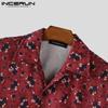 INCERUN Plus Size Men Lapel Neck Short Sleeve Printing Buttons Casual Shirts