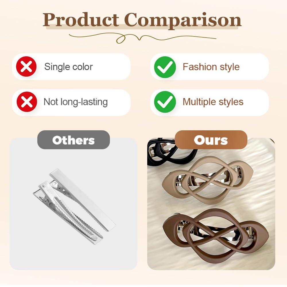 4 Pack Vintage Franse Klemmetjes voor Haar, 2026 Nieuwe Haarclip Accessoires voor Vrouwen, Sterke Houding Geen Slip Styling (Stijl A)